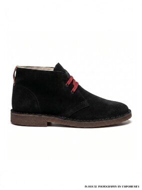 NIB Perlamoda Black Men's Desert Ankle Boots Suede Leather Lace up Size 8 US